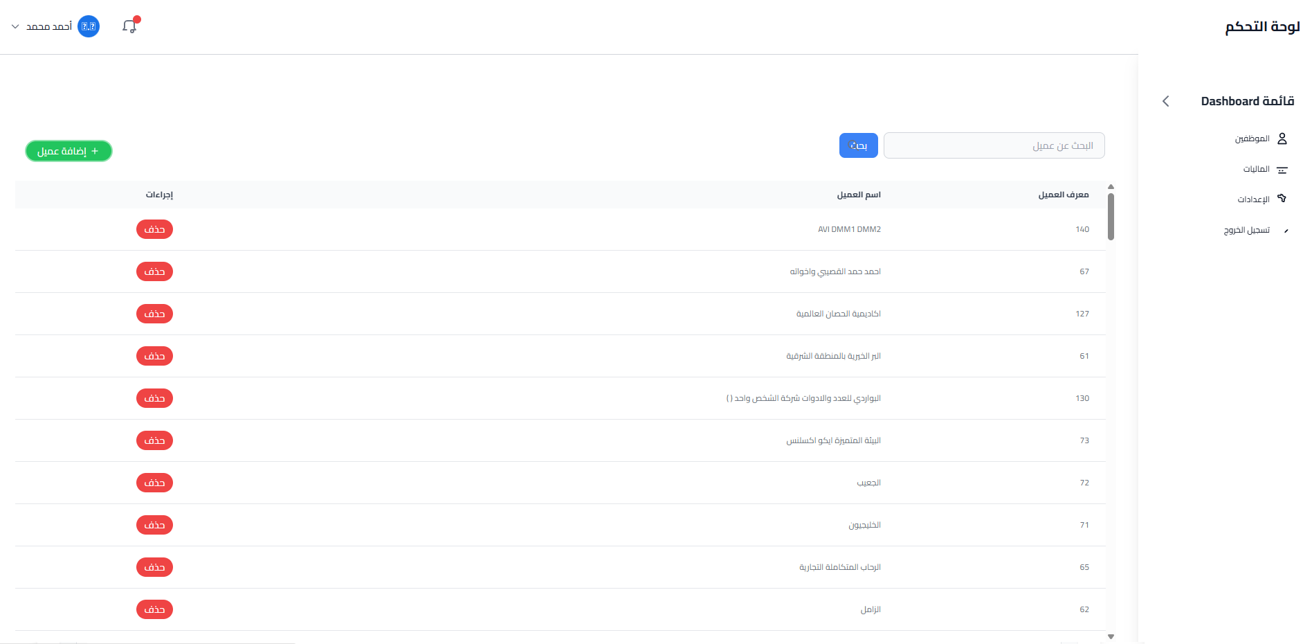 قائمه العمولات